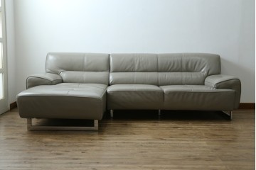 中古　美品　IDC大塚家具　L/S STYLISH-37(エルエススタイリッシュ37)　本革の上質な風合いが魅力のカウチソファ　定価約43万円　(R-085679)