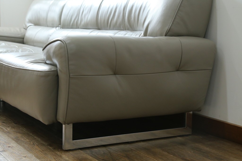 中古　美品　IDC大塚家具　L/S STYLISH-37(エルエススタイリッシュ37)　本革の上質な風合いが魅力のカウチソファ　定価約43万円　(R-085679)