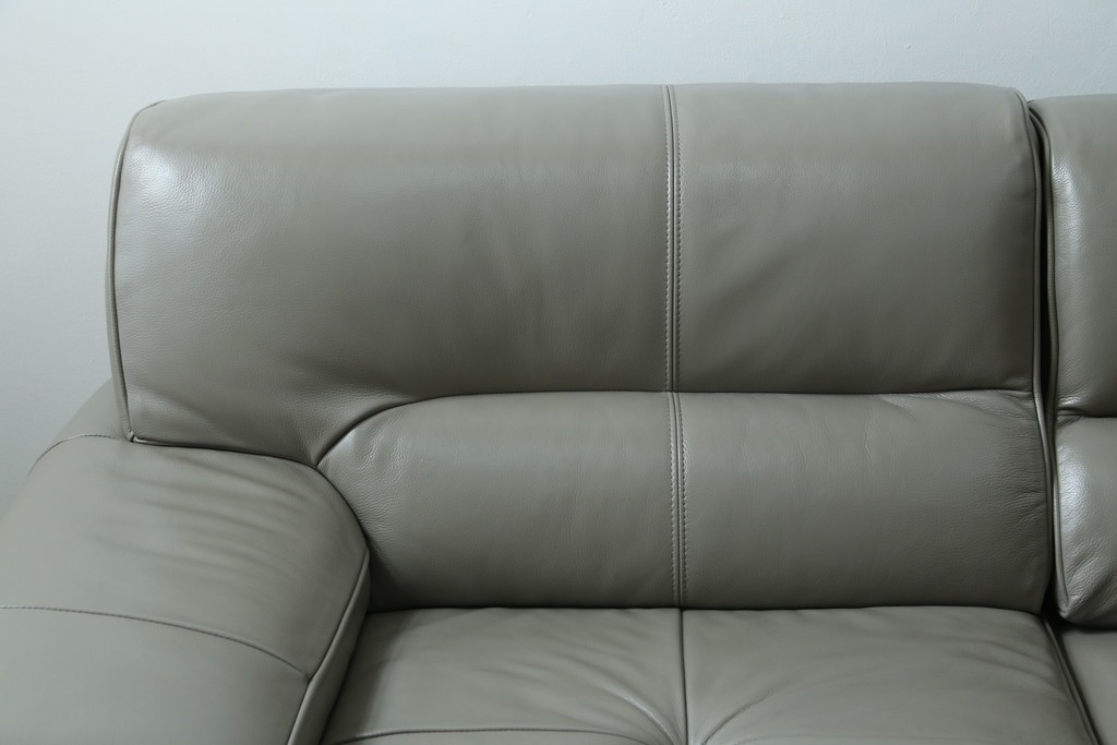 中古　美品　IDC大塚家具　L/S STYLISH-37(エルエススタイリッシュ37)　本革の上質な風合いが魅力のカウチソファ　定価約43万円　(R-085679)