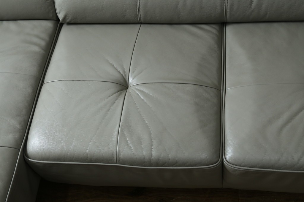 中古　美品　IDC大塚家具　L/S STYLISH-37(エルエススタイリッシュ37)　本革の上質な風合いが魅力のカウチソファ　定価約43万円　(R-085679)