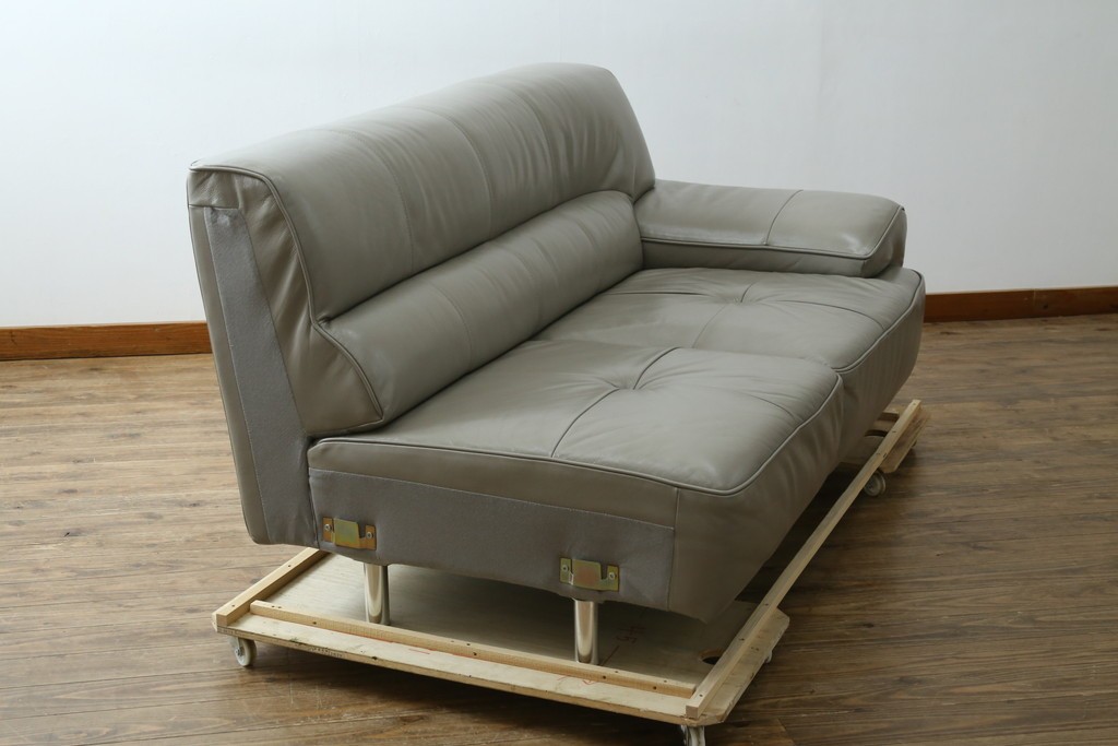 中古　美品　IDC大塚家具　L/S STYLISH-37(エルエススタイリッシュ37)　本革の上質な風合いが魅力のカウチソファ　定価約43万円　(R-085679)