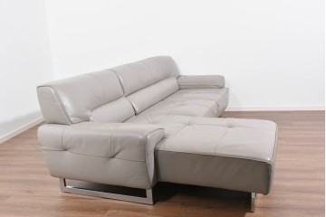 中古　美品　IDC大塚家具　L/S STYLISH-37(エルエススタイリッシュ37)　本革の上質な風合いが魅力のカウチソファ　定価約43万円相当　(R-085679)