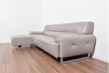 中古　美品　IDC大塚家具　L/S STYLISH-37(エルエススタイリッシュ37)　本革の上質な風合いが魅力のカウチソファ　定価約43万円相当　(R-085679)