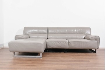 中古　美品　IDC大塚家具　L/S STYLISH-37(エルエススタイリッシュ37)　本革の上質な風合いが魅力のカウチソファ　定価約43万円相当　(R-085679)