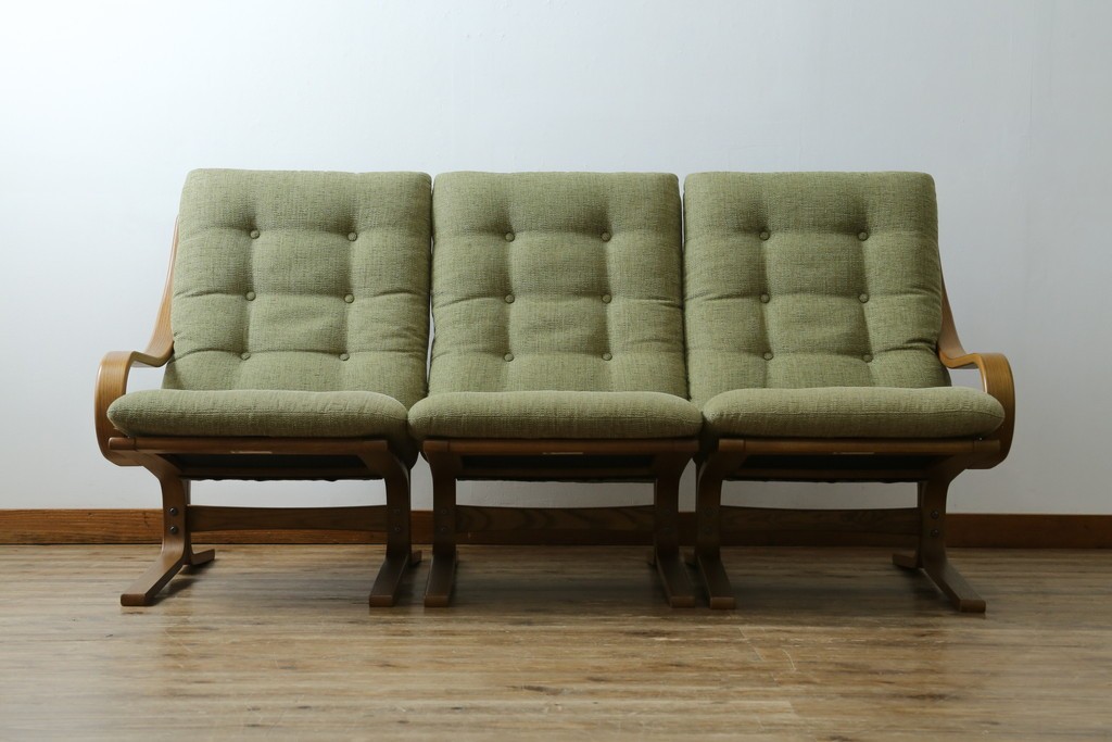 中古　美品　FUJI FURNITURE(冨士ファニチア)　Agio(アージオ)　オーク材　組み替え自由でインテリアの幅が広がるナチュラルモダンな3人掛けソファ　(R-085683)