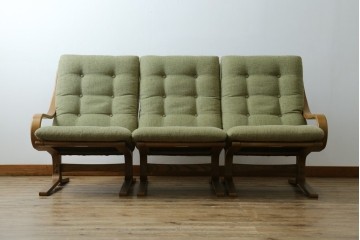 中古　美品　FUJI FURNITURE(冨士ファニチア)　Agio(アージオ)　オーク材　組み替え自由でインテリアの幅が広がるナチュラルモダンな3人掛けソファ　(R-085683)