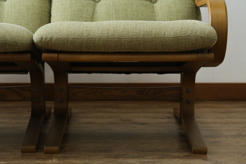 中古　美品　FUJI FURNITURE(冨士ファニチア)　Agio(アージオ)　オーク材　組み替え自由でインテリアの幅が広がるナチュラルモダンな3人掛けソファ　(R-085683)