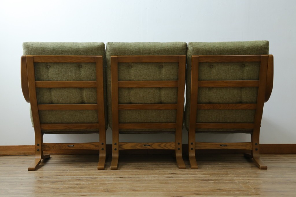 中古　美品　FUJI FURNITURE(冨士ファニチア)　Agio(アージオ)　オーク材　組み替え自由でインテリアの幅が広がるナチュラルモダンな3人掛けソファ　(R-085683)
