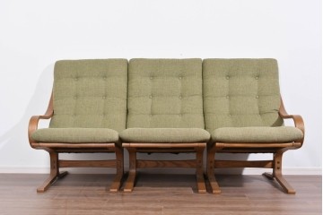 中古　美品　FUJI FURNITURE(冨士ファニチア)　Agio(アージオ)　オーク材　組み替え自由でインテリアの幅が広がるナチュラルモダンな3人掛けソファ　(R-085683)