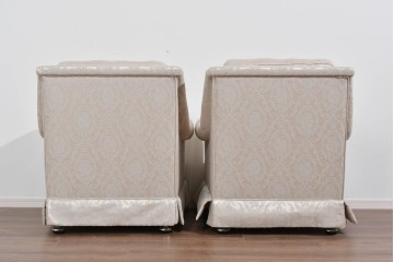 中古　超美品　特注品　国産職人手作り　某上場企業会長邸放出品　上品な織模様生地のドレクセル風の一人掛けソファ2脚　製作費(1脚)約50万円　(R-085686)