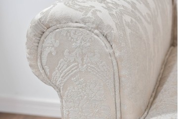 中古　超美品　特注品　国産職人手作り　某上場企業会長邸放出品　上品な織模様生地のドレクセル風の一人掛けソファ2脚　製作費(1脚)約50万円　(R-085686)