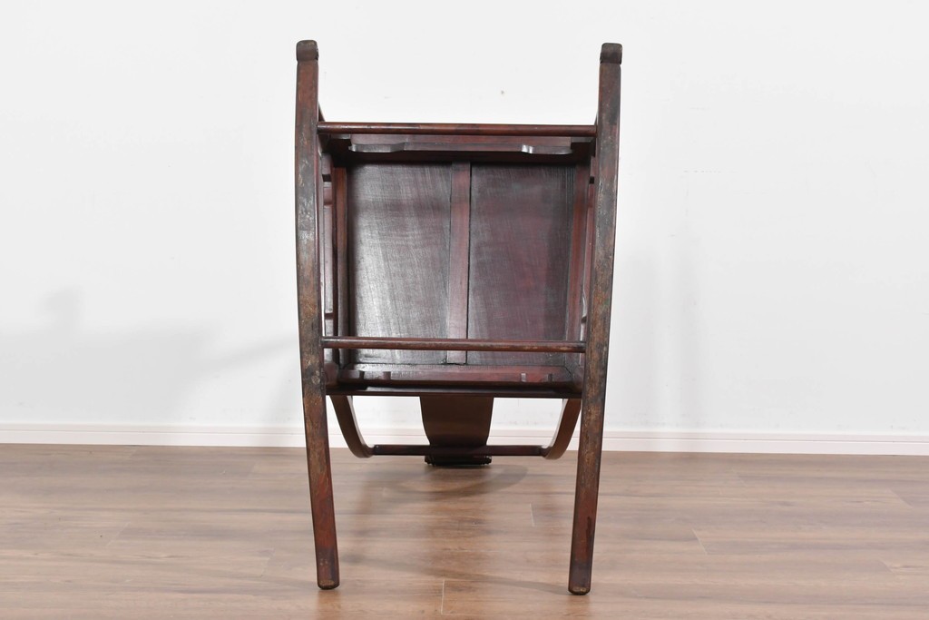 アジアンヴィンテージ　希少デザイン　花梨(カリン)材　螺鈿象嵌が美しい唐木のロッキングチェア　(R-085687)