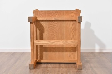 和製ヴィンテージ　国産　職人手作り　タモ無垢材　重厚でしっかりとした作りのアームチェア　(R-085688)