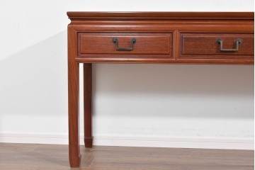 アジアンヴィンテージ　花梨材(カリン)　深みのある木肌と端正な框組が美しいコンソールテーブル　(R-085689)