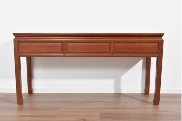 アジアンヴィンテージ　花梨材(カリン)　深みのある木肌と端正な框組が美しいコンソールテーブル　(R-085689)