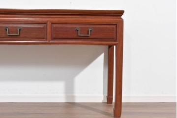 アジアンヴィンテージ　花梨材(カリン)　深みのある木肌と端正な框組が美しいコンソールテーブル　(R-085689)