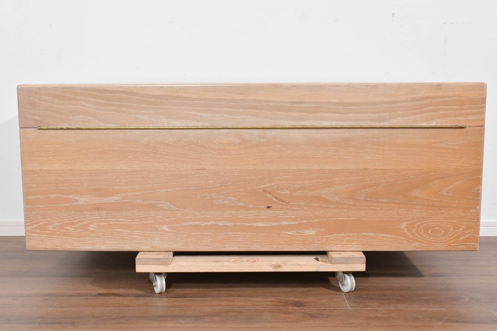 アジアンヴィンテージ　李朝デザイン　真鍮金具　重厚で上質な作りのローテーブルにもおすすめなブランケットボックス　(R-085692)