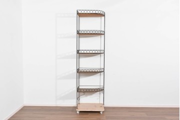 和製アンティーク　古い商店で使われていたアイアン製縦型コーナーラック　(R-085695)