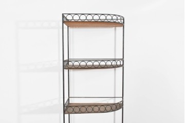 和製アンティーク　古い商店で使われていたアイアン製縦型コーナーラック　(R-085695)