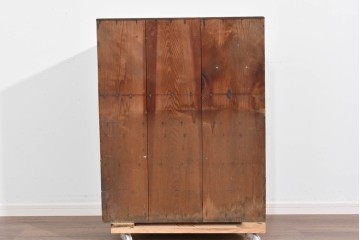 和製アンティーク　変わりデザイン!!　前面欅(ケヤキ)材の小振りな収納棚　(R-085698)