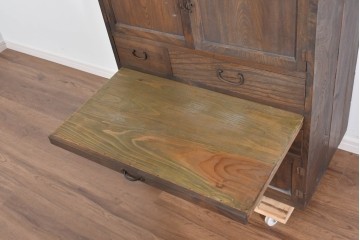 和製アンティーク　変わりデザイン!!　前面欅(ケヤキ)材の小振りな収納棚　(R-085698)