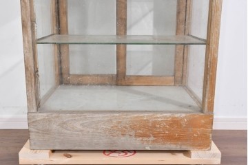 和製ヴィンテージ　古い木味の小振りな縦型ガラスケース　(R-085699)