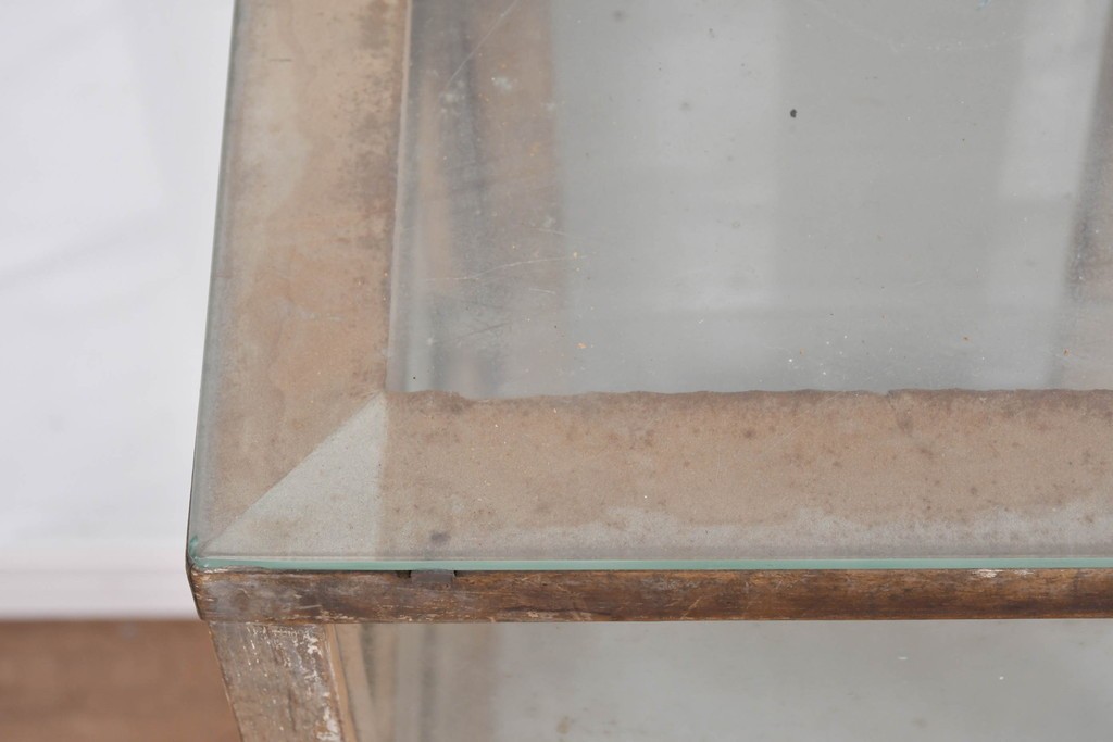 和製ヴィンテージ　古い木味の小振りな縦型ガラスケース　(R-085699)