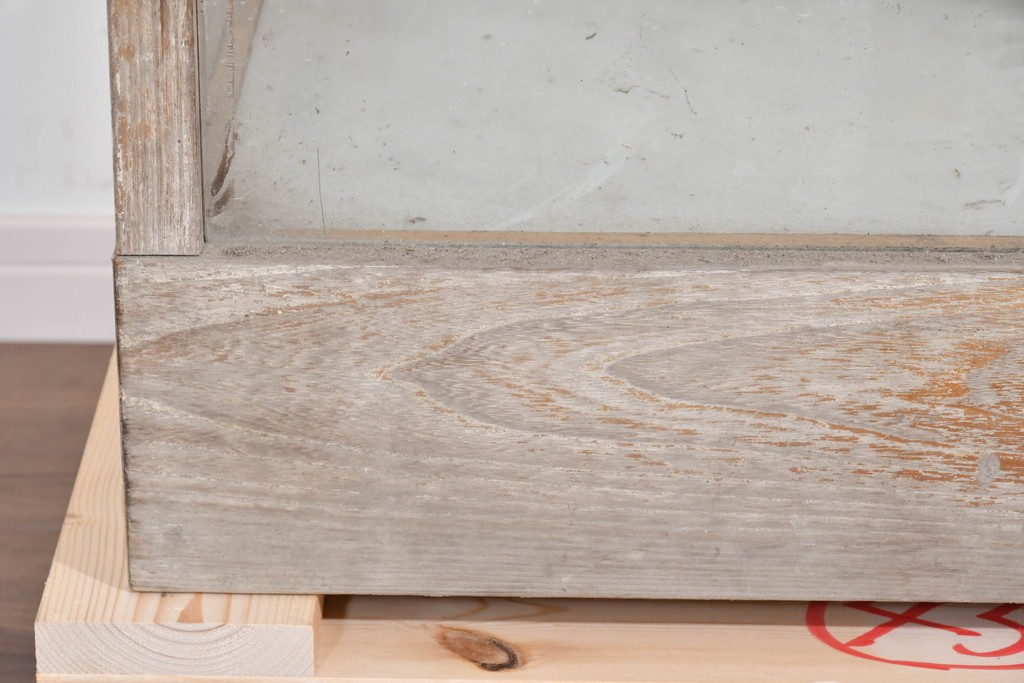 和製ヴィンテージ　古い木味の小振りな縦型ガラスケース　(R-085699)