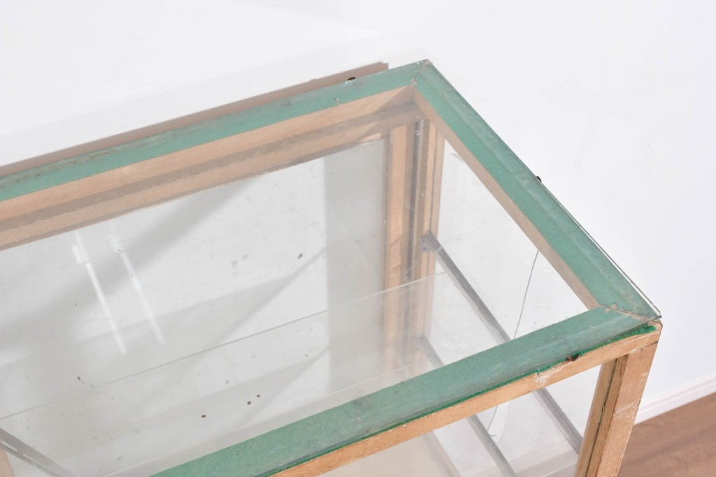 和製ヴィンテージ　木枠とガラスのシンプルな構成が魅力のガラスケース　(R-085700)