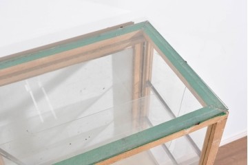 和製ヴィンテージ　木枠とガラスのシンプルな構成が魅力のガラスケース　(R-085700)