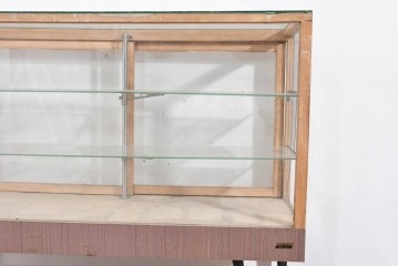 和製ヴィンテージ　木枠とガラスのシンプルな構成が魅力のガラスケース　(R-085700)