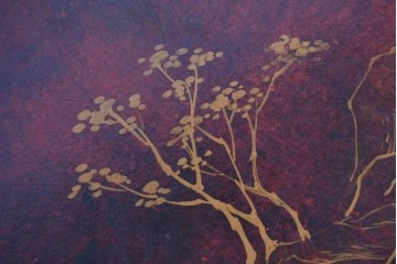 アジアンヴィンテージ　オリエンタル　風景画をあしらったティルトトップコーヒーテーブル　(R-085702)