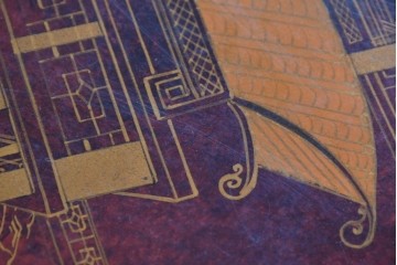 アジアンヴィンテージ　オリエンタル　風景画をあしらったティルトトップコーヒーテーブル　(R-085702)