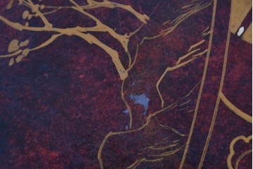 アジアンヴィンテージ　オリエンタル　風景画をあしらったティルトトップコーヒーテーブル　(R-085702)