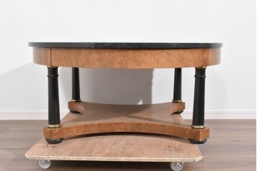 中古　最高級アメリカ家具ブランド　Baker(ベーカー社)　御影石天板と木部の対比が美しいエンパイヤ様式のローテーブル　(R-085703)