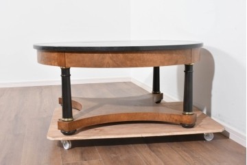 中古　最高級アメリカ家具ブランド　Baker(ベーカー社)　御影石天板と木部の対比が美しいエンパイヤ様式のローテーブル　(R-085703)