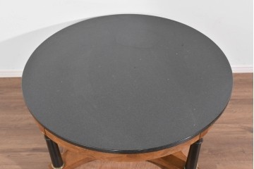 中古　最高級アメリカ家具ブランド　Baker(ベーカー社)　御影石天板と木部の対比が美しいエンパイヤ様式のローテーブル　(R-085703)