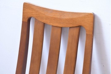 中古　マルニ木工(MARUNI)　ナラ材　本革　背もたれの曲線が美しいダイニングチェア4脚セット　(R-085704)