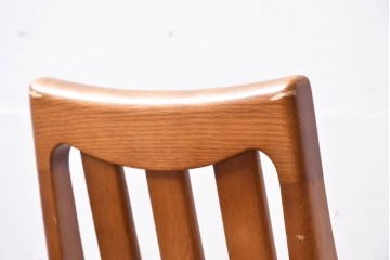中古　マルニ木工(MARUNI)　ナラ材　本革　背もたれの曲線が美しいダイニングチェア4脚セット　(R-085704)