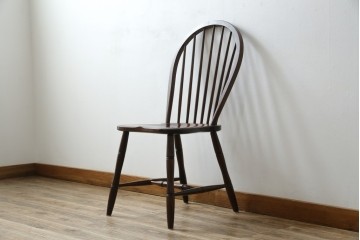 中古　松本民芸家具　#72リーチ型チェア　曲線の美しいウィンザースタイルのダイニングチェア　定価約9万8千円　(R-085706)