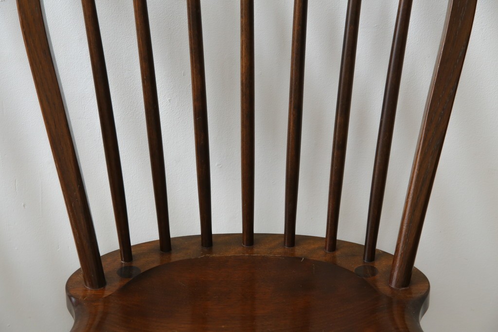 中古　松本民芸家具　#72リーチ型チェア　曲線の美しいウィンザースタイルのダイニングチェア2脚セット　定価(2脚合計)約19万6千円　(R-085707)