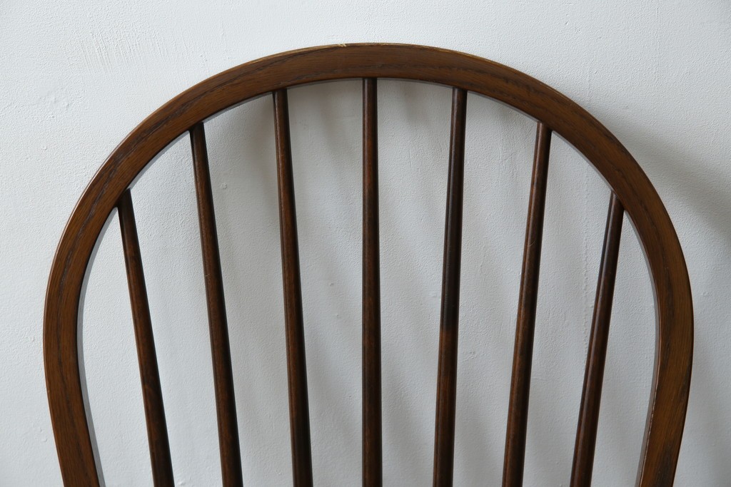 中古　松本民芸家具　#72リーチ型チェア　曲線の美しいウィンザースタイルのダイニングチェア2脚セット　定価(2脚合計)約19万6千円　(R-085707)