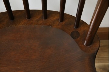 中古　松本民芸家具　#72リーチ型チェア　曲線の美しいウィンザースタイルのダイニングチェア2脚セット　定価(2脚合計)約19万6千円　(R-085707)