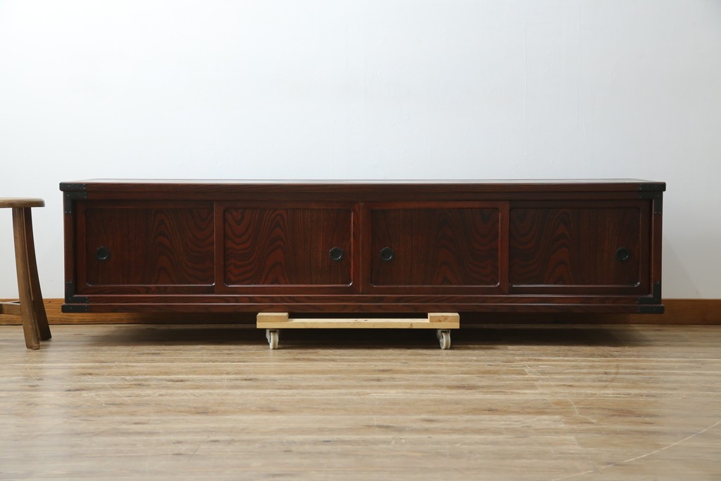 《台輪取り付け加工費込み》　中古　美品　志太民芸家具　木目の美しさが際立つローボード　(R-085709)