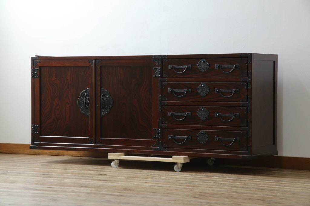 《天板・台輪取り付け加工費込み》　中古　美品　志太民芸家具　木目の美しさが際立つローチェスト　(R-085710)