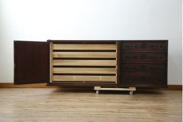 《天板・台輪取り付け加工費込み》　中古　美品　志太民芸家具　木目の美しさが際立つローチェスト　(R-085710)