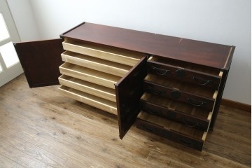 《天板・台輪取り付け加工費込み》　中古　美品　志太民芸家具　木目の美しさが際立つローチェスト　(R-085710)