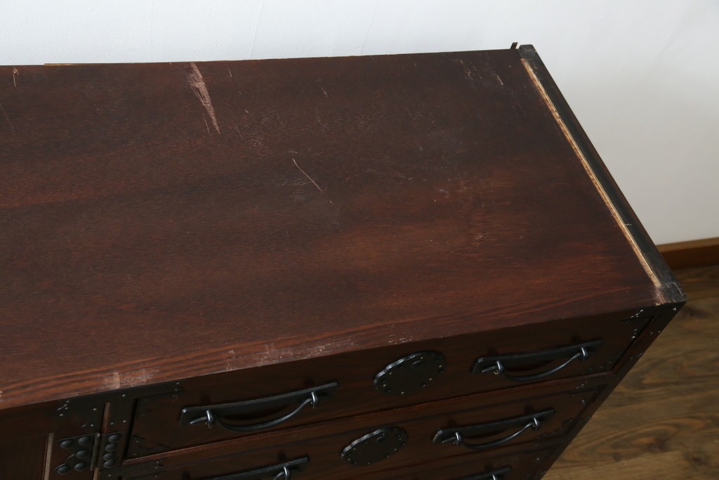 《天板・台輪取り付け加工費込み》　中古　美品　志太民芸家具　木目の美しさが際立つローチェスト　(R-085710)