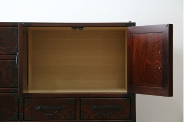 《天板取り付け加工費込み》　中古　志太民芸家具　深い色合いの木肌が美しいサイドボード　(R-085711)