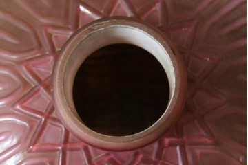 【簡易リペア限定品】　和製アンティーク　当時物　大正～昭和初期　柔らかなピンク色のレトロなオイルランプシェード　(R-085714)